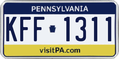 PA license plate KFF1311