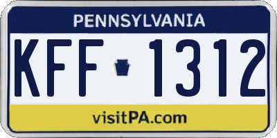 PA license plate KFF1312