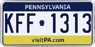 PA license plate KFF1313