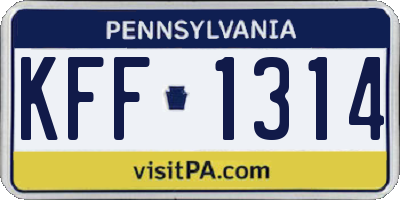 PA license plate KFF1314
