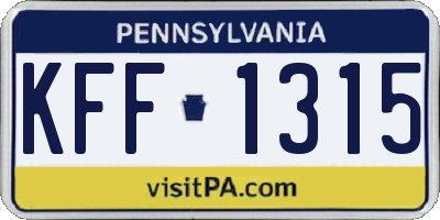 PA license plate KFF1315