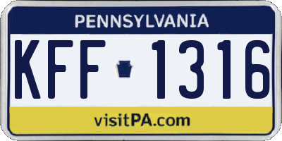 PA license plate KFF1316