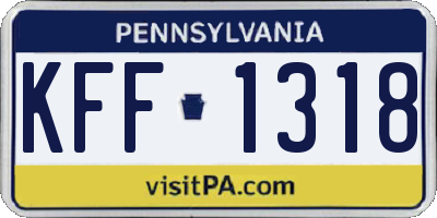 PA license plate KFF1318