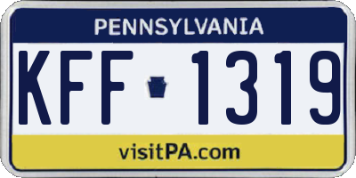 PA license plate KFF1319