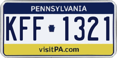 PA license plate KFF1321