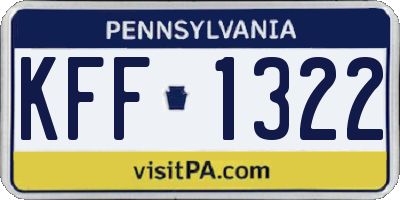 PA license plate KFF1322
