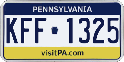 PA license plate KFF1325