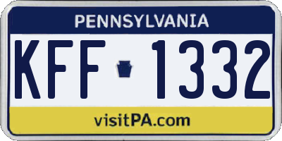 PA license plate KFF1332