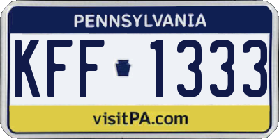 PA license plate KFF1333
