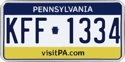 PA license plate KFF1334