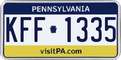 PA license plate KFF1335