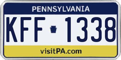 PA license plate KFF1338