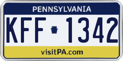 PA license plate KFF1342