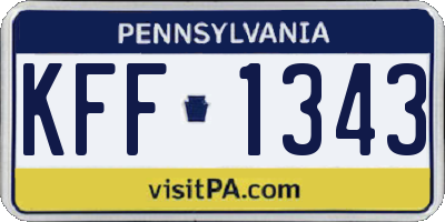PA license plate KFF1343