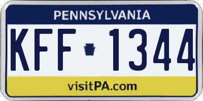 PA license plate KFF1344