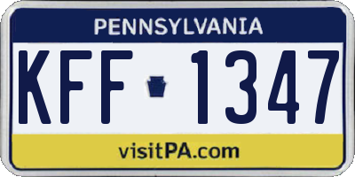 PA license plate KFF1347
