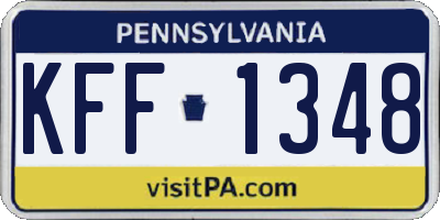 PA license plate KFF1348