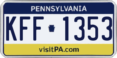 PA license plate KFF1353