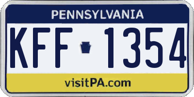 PA license plate KFF1354