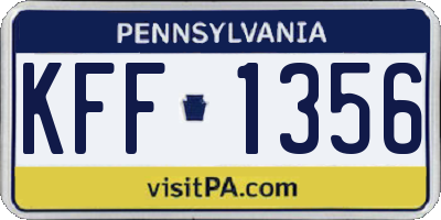 PA license plate KFF1356