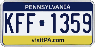 PA license plate KFF1359