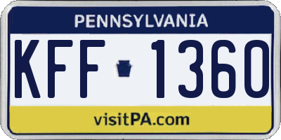 PA license plate KFF1360