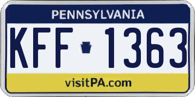 PA license plate KFF1363