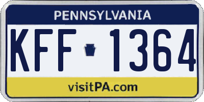 PA license plate KFF1364