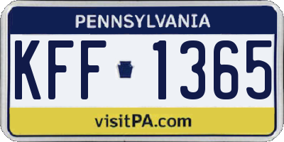 PA license plate KFF1365