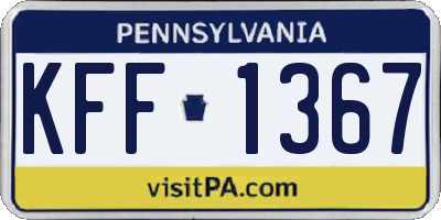 PA license plate KFF1367