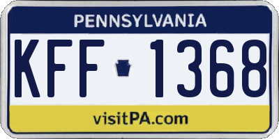 PA license plate KFF1368