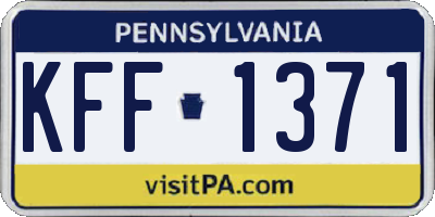 PA license plate KFF1371