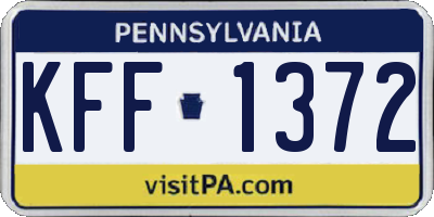 PA license plate KFF1372