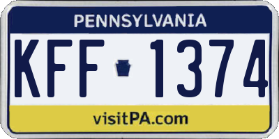 PA license plate KFF1374