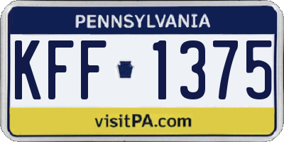PA license plate KFF1375