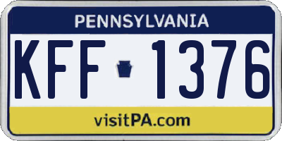 PA license plate KFF1376
