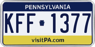 PA license plate KFF1377
