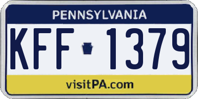 PA license plate KFF1379