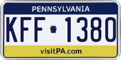 PA license plate KFF1380