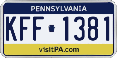 PA license plate KFF1381