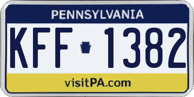 PA license plate KFF1382