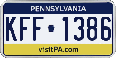 PA license plate KFF1386