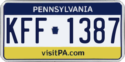 PA license plate KFF1387