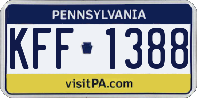 PA license plate KFF1388