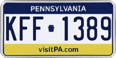PA license plate KFF1389