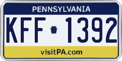 PA license plate KFF1392