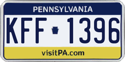 PA license plate KFF1396