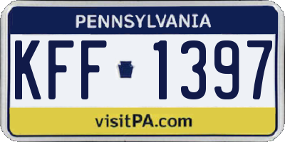 PA license plate KFF1397