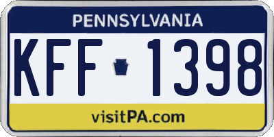 PA license plate KFF1398