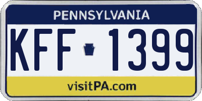 PA license plate KFF1399